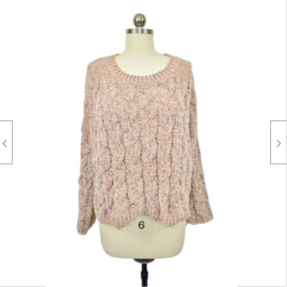 Yaira Sweaters - Yaira Beige Mauve Chenille Sweater Small